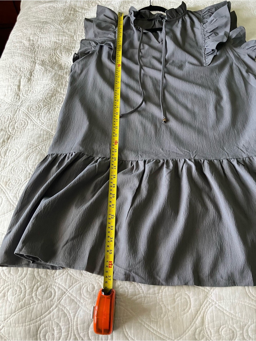NWOT- Dokotoo Gray Ruffle Sleeve Babydoll Dress Size XXL (18) Boho Mini - Picture 10 of 11